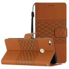 For Huawei P8 Lite 2017 Diamond Embossed Skin Feel Leather Phone Case with Lanyard(Brown) - 1