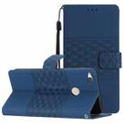 For Huawei P8 Lite 2017 Diamond Embossed Skin Feel Leather Phone Case with Lanyard(Dark Blue) - 1