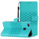 For Huawei P9 Lite Diamond Embossed Skin Feel Leather Phone Case with Lanyard(Blue) - 1