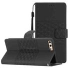 For Huawei P10 Diamond Embossed Skin Feel Leather Phone Case with Lanyard(Black) - 1