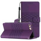For Huawei P10 Plus Diamond Embossed Skin Feel Leather Phone Case with Lanyard(Purple) - 1