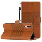 For Huawei P20 Diamond Embossed Skin Feel Leather Phone Case with Lanyard(Brown) - 1
