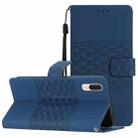 For Huawei P20 Diamond Embossed Skin Feel Leather Phone Case with Lanyard(Dark Blue) - 1
