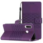 For Huawei P30 Lite Diamond Embossed Skin Feel Leather Phone Case with Lanyard(Purple) - 1