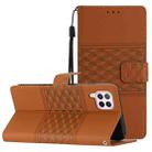 For Huawei P40 Lite Diamond Embossed Skin Feel Leather Phone Case with Lanyard(Brown) - 1