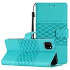 For Huawei Y5p Diamond Embossed Skin Feel Leather Phone Case with Lanyard(Blue) - 1