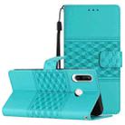 For Huawei Y6p Diamond Embossed Skin Feel Leather Phone Case with Lanyard(Blue) - 1