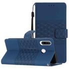 For Huawei Y6p Diamond Embossed Skin Feel Leather Phone Case with Lanyard(Dark Blue) - 1
