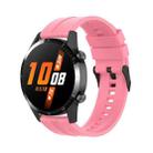 For Huawei Watch Buds 22mm Silicone Black Buckle Watch Band(Pink) - 1
