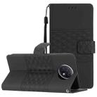 For Xiaomi Redmi Note 9 5G / Note 9T Diamond Embossed Skin Feel Leather Phone Case with Lanyard(Black) - 1