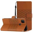 For Xiaomi Redmi 9C Diamond Embossed Skin Feel Leather Phone Case with Lanyard(Brown) - 1