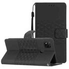 For Xiaomi Redmi 10A Diamond Embossed Skin Feel Leather Phone Case with Lanyard(Black) - 1