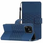 For Xiaomi Redmi 10C Diamond Embossed Skin Feel Leather Phone Case with Lanyard(Dark Blue) - 1