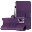 For Xiaomi Redmi Note 10 / Note 10S Diamond Embossed Skin Feel Leather Phone Case with Lanyard(Purple) - 1