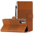 For Xiaomi Redmi Note 10 5G Diamond Embossed Skin Feel Leather Phone Case with Lanyard(Brown) - 1