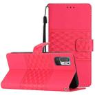 For Xiaomi Redmi Note 10 5G Diamond Embossed Skin Feel Leather Phone Case with Lanyard(Red) - 1