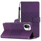 For Xiaomi Mi 11 Lite Diamond Embossed Skin Feel Leather Phone Case with Lanyard(Purple) - 1