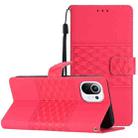 For Xiaomi Mi 11 Lite Diamond Embossed Skin Feel Leather Phone Case with Lanyard(Red) - 1