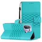 For Xiaomi Mi 11 Pro Diamond Embossed Skin Feel Leather Phone Case with Lanyard(Blue) - 1