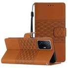For Xiaomi Mi 11T / 11T Pro Diamond Embossed Skin Feel Leather Phone Case with Lanyard(Brown) - 1
