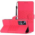 For Xiaomi 12T / 12T Pro Diamond Embossed Skin Feel Leather Phone Case with Lanyard(Red) - 1