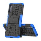 For Sony Xperia 10 Ⅱ Tire Texture Shockproof TPU+PC Protective Case with Holder(Blue) - 1