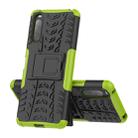 For Sony Xperia 10 Ⅱ Tire Texture Shockproof TPU+PC Protective Case with Holder(Green) - 1