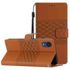 For Samsung Galaxy A04 Core Diamond Embossed Skin Feel Leather Phone Case with Lanyard(Brown) - 1