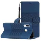 For Samsung Galaxy A20 / A30 Diamond Embossed Skin Feel Leather Phone Case with Lanyard(Dark Blue) - 1