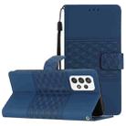 For Samsung Galaxy A33 Diamond Embossed Skin Feel Leather Phone Case with Lanyard(Dark Blue) - 1