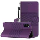 For Samsung Galaxy A41 Diamond Embossed Skin Feel Leather Phone Case with Lanyard(Purple) - 1