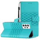For Samsung Galaxy A72 Diamond Embossed Skin Feel Leather Phone Case with Lanyard(Blue) - 1
