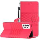 For Samsung Galaxy A73 Diamond Embossed Skin Feel Leather Phone Case with Lanyard(Red) - 1