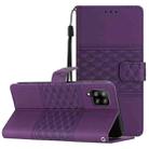 For Samsung Galaxy M32 Diamond Embossed Skin Feel Leather Phone Case with Lanyard(Purple) - 1