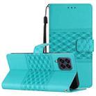For Samsung Galaxy M33 Diamond Embossed Skin Feel Leather Phone Case with Lanyard(Blue) - 1