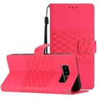 For Samsung Galaxy Note 8 Diamond Embossed Skin Feel Leather Phone Case with Lanyard(Red) - 1