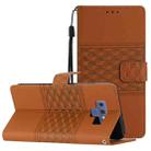 For Samsung Galaxy Note9 Diamond Embossed Skin Feel Leather Phone Case with Lanyard(Brown) - 1