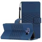 For Samsung Galaxy Note9 Diamond Embossed Skin Feel Leather Phone Case with Lanyard(Dark Blue) - 1