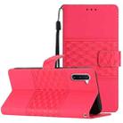 For Samsung Galaxy Note10 Diamond Embossed Skin Feel Leather Phone Case with Lanyard(Red) - 1