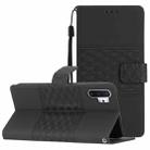 For Samsung Galaxy Note10+ Diamond Embossed Skin Feel Leather Phone Case with Lanyard(Black) - 1