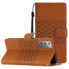 For Samsung Galaxy Note20 Diamond Embossed Skin Feel Leather Phone Case with Lanyard(Brown) - 1