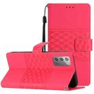 For Samsung Galaxy Note20 Diamond Embossed Skin Feel Leather Phone Case with Lanyard(Red) - 1