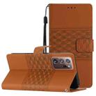 For Samsung Galaxy Note20 Ultra Diamond Embossed Skin Feel Leather Phone Case with Lanyard(Brown) - 1