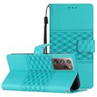 For Samsung Galaxy Note20 Ultra Diamond Embossed Skin Feel Leather Phone Case with Lanyard(Blue) - 1