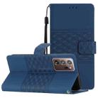 For Samsung Galaxy Note20 Ultra Diamond Embossed Skin Feel Leather Phone Case with Lanyard(Dark Blue) - 1