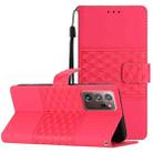 For Samsung Galaxy Note20 Ultra Diamond Embossed Skin Feel Leather Phone Case with Lanyard(Red) - 1