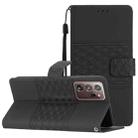 For Samsung Galaxy Note20 Ultra Diamond Embossed Skin Feel Leather Phone Case with Lanyard(Black) - 1