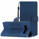 For Samsung Galaxy S10 Diamond Embossed Skin Feel Leather Phone Case with Lanyard(Dark Blue) - 1