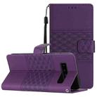 For Samsung Galaxy S10+ Diamond Embossed Skin Feel Leather Phone Case with Lanyard(Purple) - 1