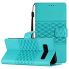 For Samsung Galaxy S10+ Diamond Embossed Skin Feel Leather Phone Case with Lanyard(Blue) - 1